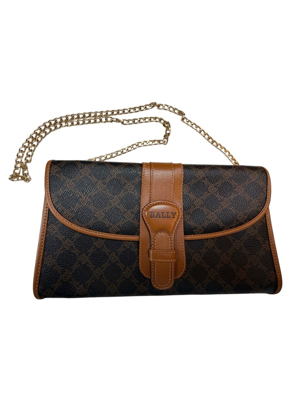 Bally Canvas & Leather 50 Yr Vintage B Monogram Black/Brown Clutch/Crossbody EUC